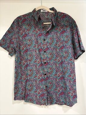 Liberty Teal Paisley Short-Sleeve Button-Up Shirt